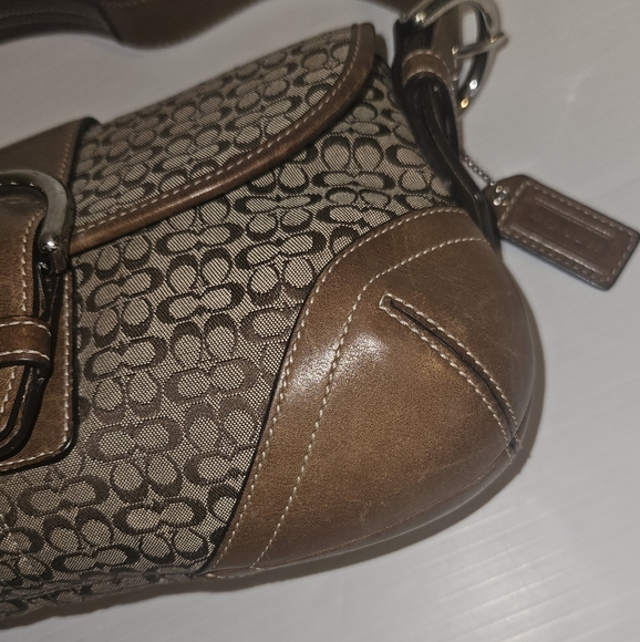 Coach Y2K Soho Brown Signature "C" Shoulder Bag 6818 Silver Buckle Vintage Small - Picture 7 of 14